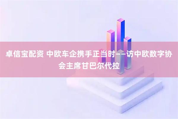 卓信宝配资 中欧车企携手正当时——访中欧数字协会主席甘巴尔代拉