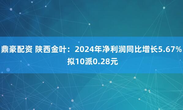 鼎豪配资 陕西金叶：2024年净利润同比增长5.67% 拟10派0.28元