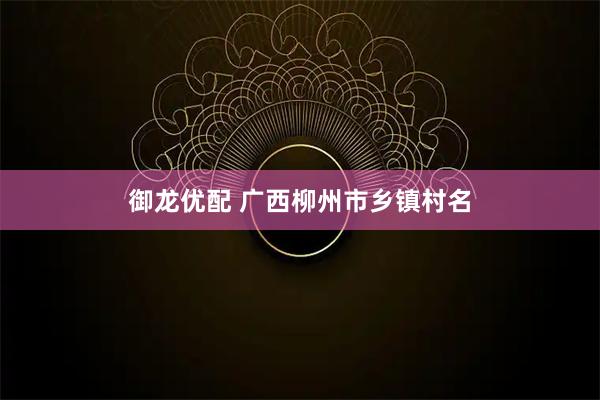御龙优配 广西柳州市乡镇村名