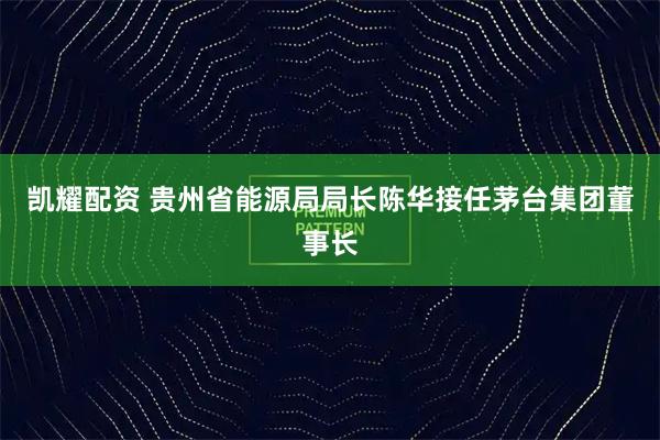凯耀配资 贵州省能源局局长陈华接任茅台集团董事长
